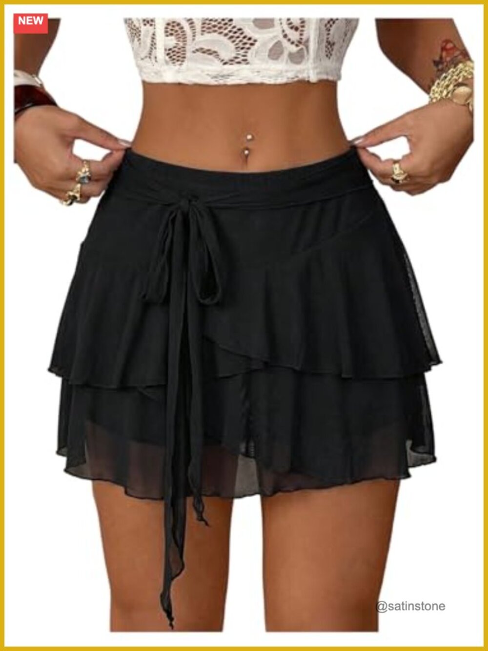 Women's Western Low Rise Mini Skirt Flared Ruffle Tiered